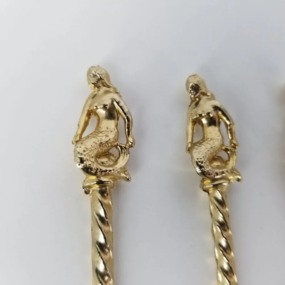 Mermaid Shrimp Crab Olive Fork Cocktail Gold Plated Serving Party Lot of 9 Food